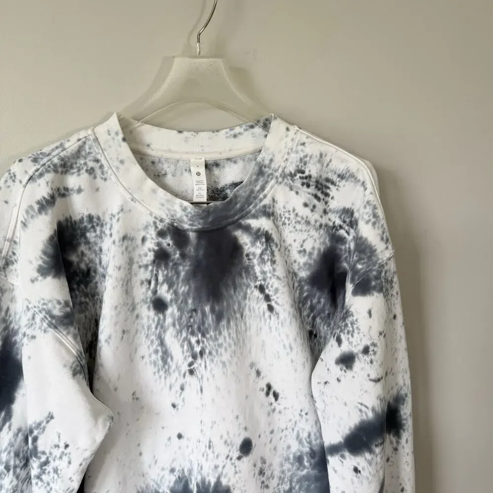 LULULEMON Oversized Perfectly Crew Pullover Sweatshirt Women's 4 Tie Dye White - Picture 2 of 5